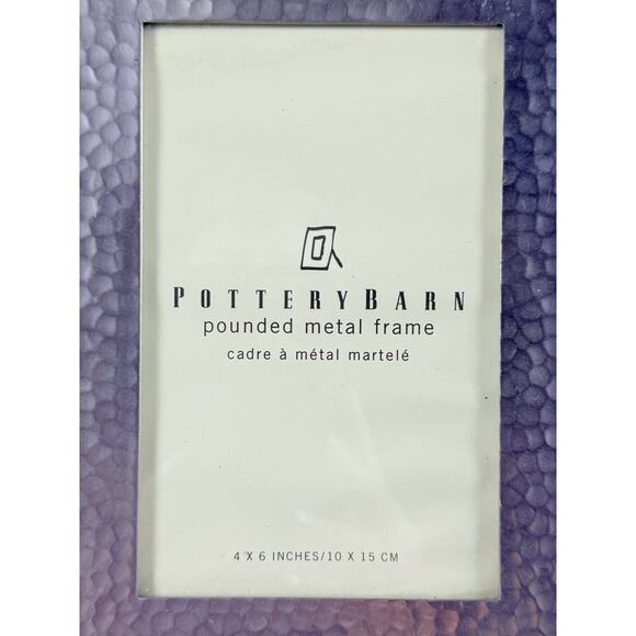 Retired Pottery Barn Frame Picture Silver Pounded Metal Hammered Rustic 12” - Picture 3 of 10